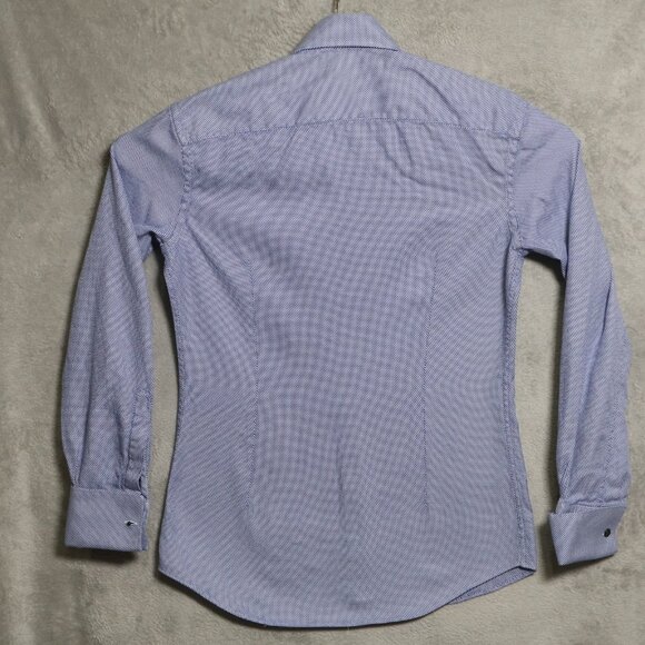 Simone Albarchi Shirt Mens 16 42 Blue White Zigzag French Cuff Dress Made Italy - Picture 3 of 12